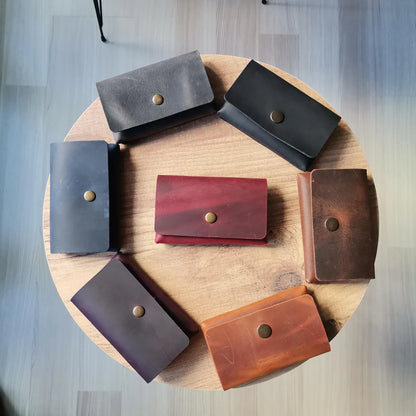 El Yapımı Deri Minimalist Kartlık